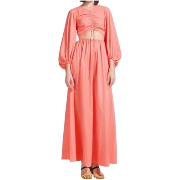 Staud Tangier Ruched Cutout Maxi Dress Long Sleeve Women's size S - Picture 1 of 16